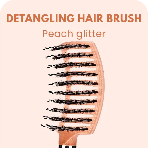 DETANGLING HAIR BRUSH - Peach glitter
