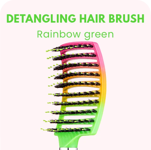 DETANGLING HAIR BRUSH - Rainbow green