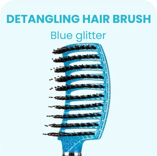 DETANGLING HAIR BRUSH - Blue glitter