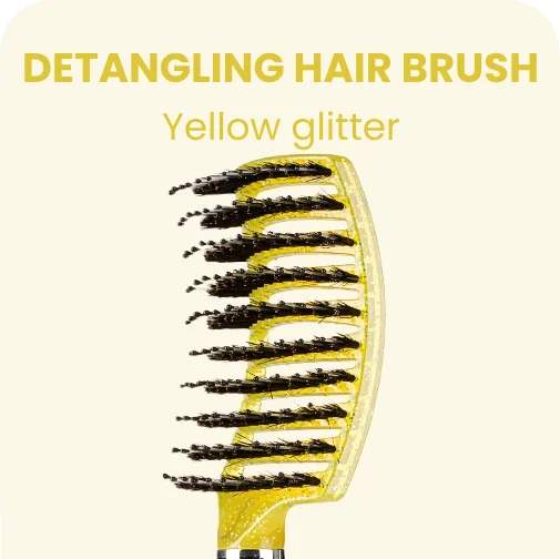 DETANGLING HAIR BRUSH - Yellow glitter