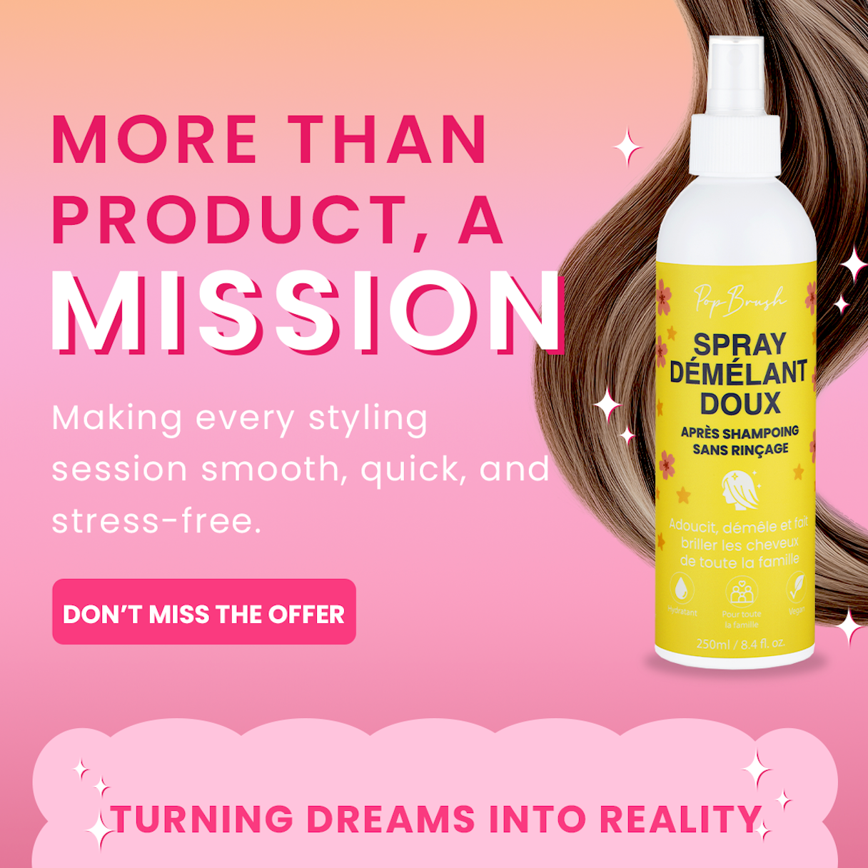 Gentle leave-in detangling spray