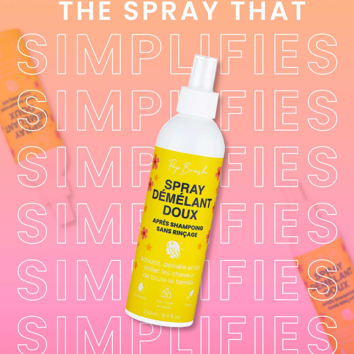 Gentle leave-in detangling spray